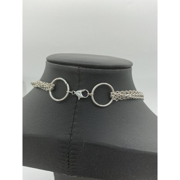 Layered Silver-Tone Chain Necklace With Circle Accents - Picture 3 of 4